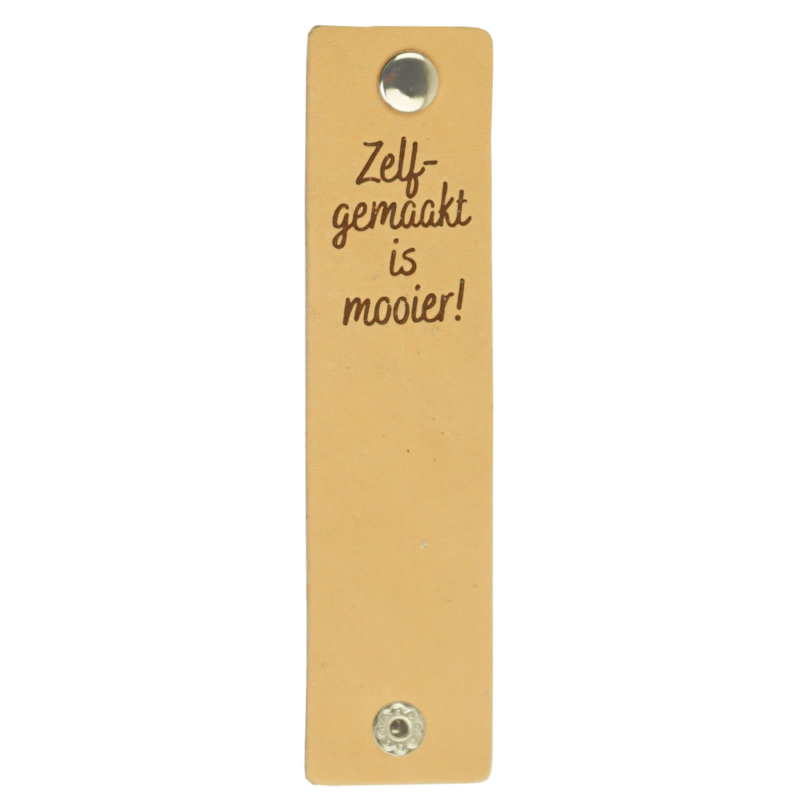 Leren Label Zelf gemaakt is mooier 12x3cm col 1