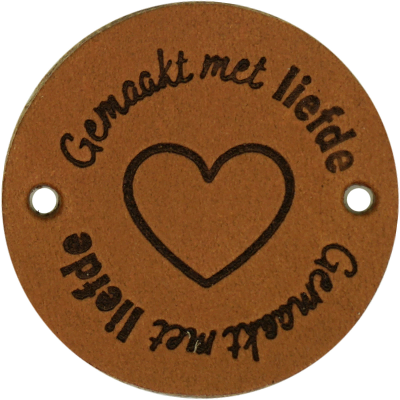 Leren Label Gemaakt met Liefde rond 3,5cm col 004