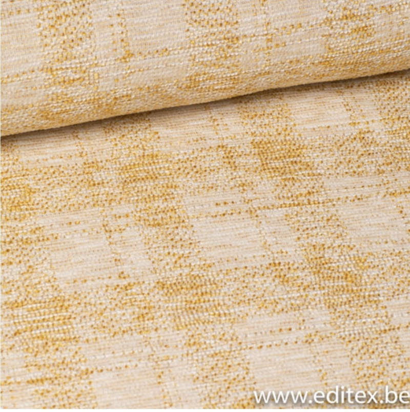 Geruite stof geel/crème Fibre Mood