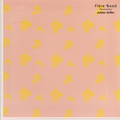 FM310174 geweven katoen met gele rozen