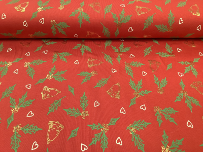 X-mas Jersey red met foil print