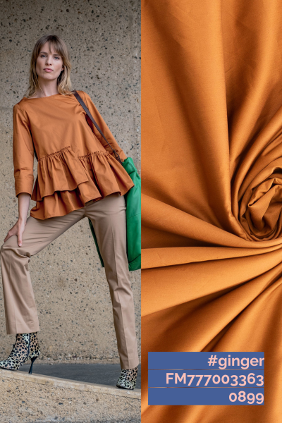 Tobacco woven organic poplin katoen FM777003-363