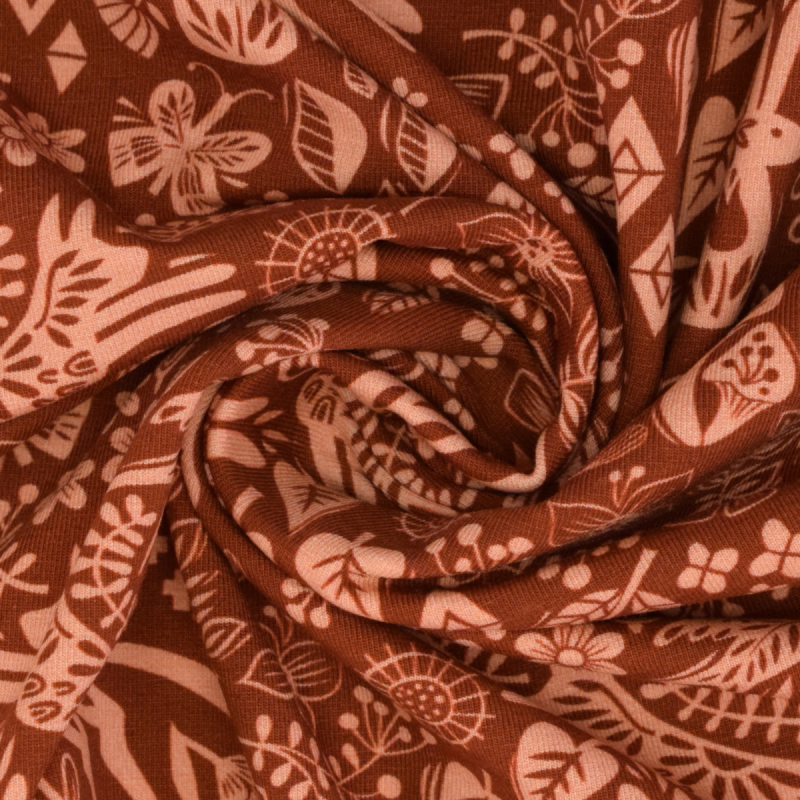 ALBstoffe Pretty & Pure Forest jersey Roodbruin