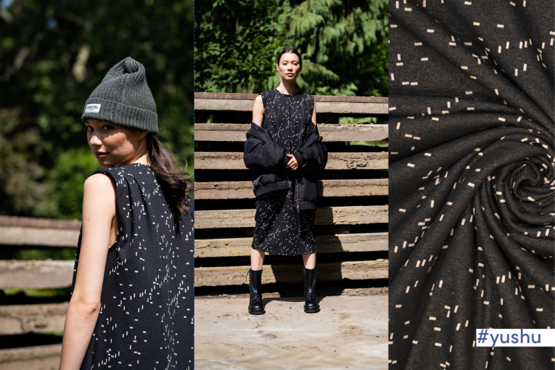 Jacquard blocks zwart / Fibre Mood Yusha