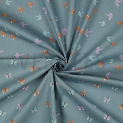 Poplin katoen met vogels en vlinders  - Poppy fabrics