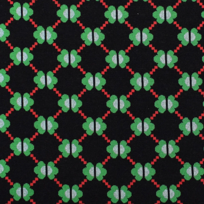 Jacquard Vintage style zwart/groen ALBstoffe