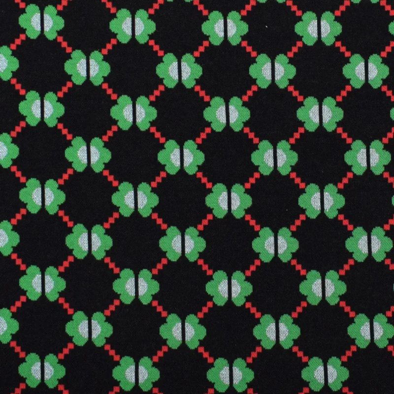 Jacquard Vintage style zwart/groen ALBstoffe