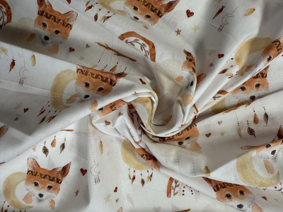 Poplin katoen met indianen vosjes - baby stofjes