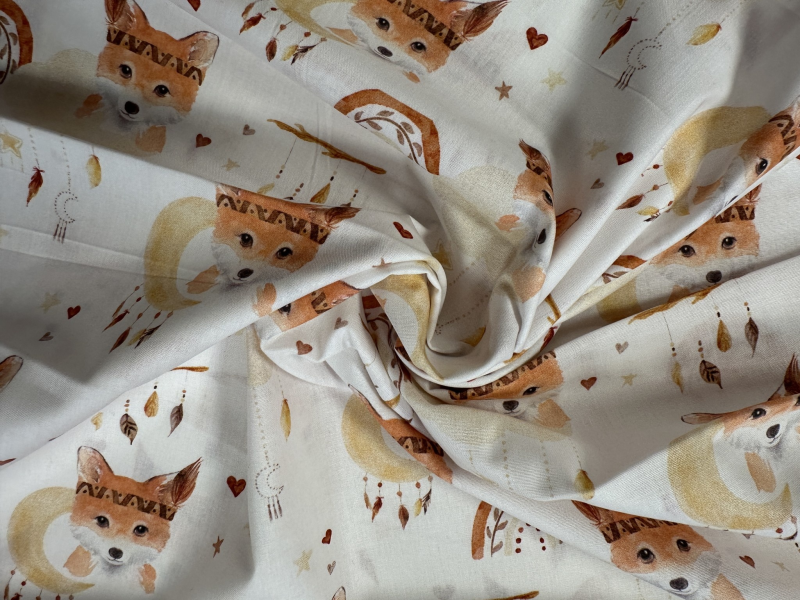 Poplin katoen met indianen vosjes - baby stofjes