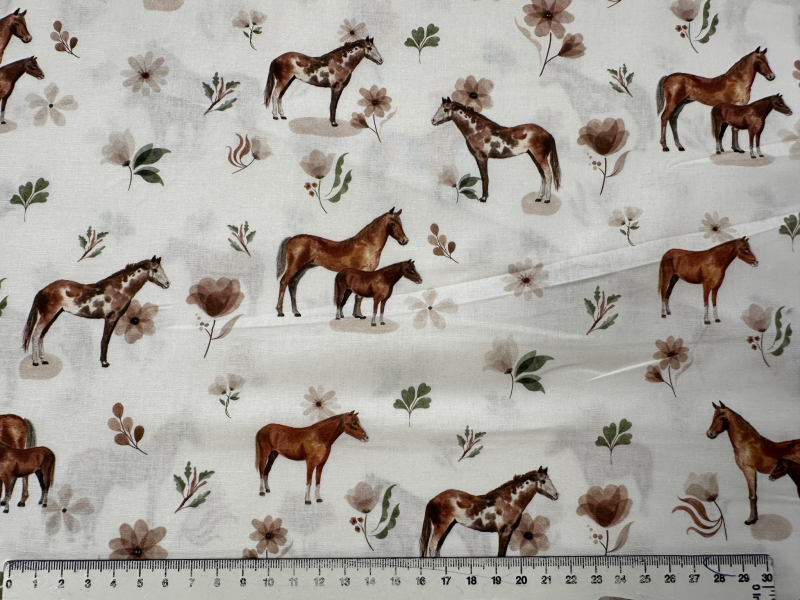 Poplin katoen Paarden print - Baby stofjes