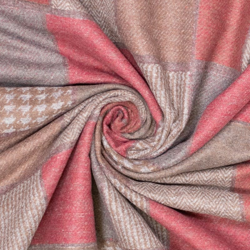 Patchwork rood/ruit wol - pl