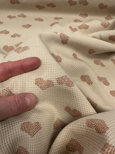 Tricot waffle linnen met hartjes