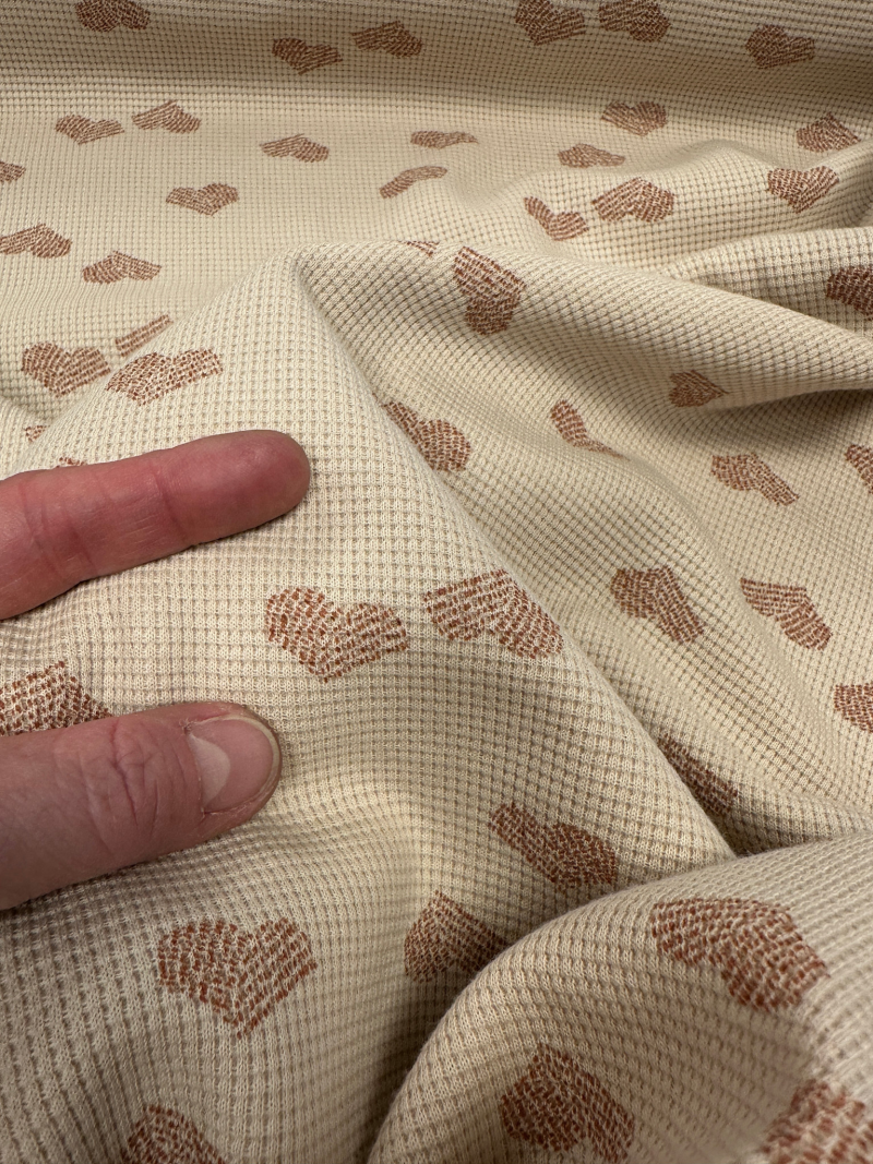 Tricot waffle linnen met hartjes