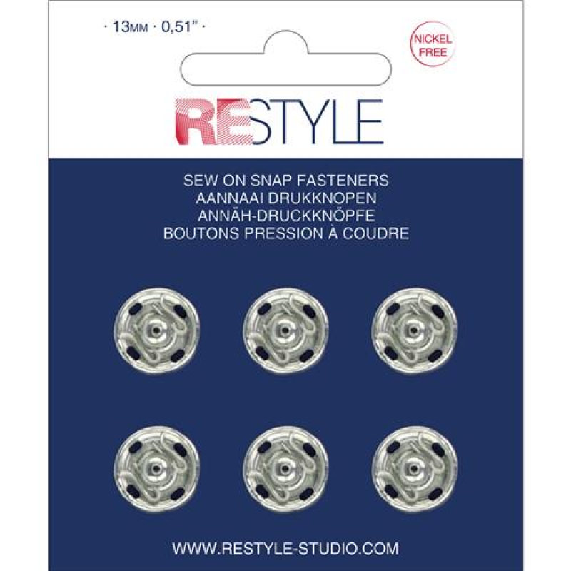 Restyle aannaaidrukknopen - 13mm zilver