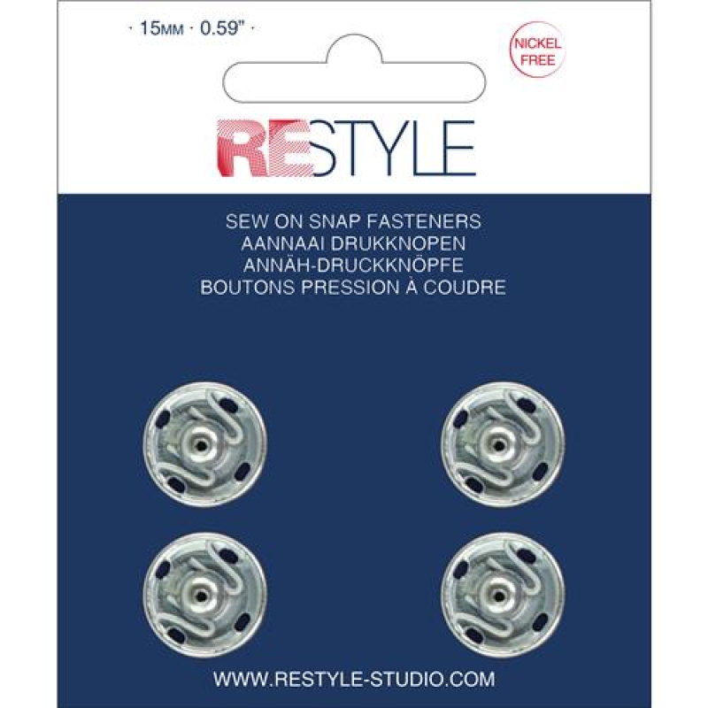 Restyle aannaaidrukknopen - 15mm zilver