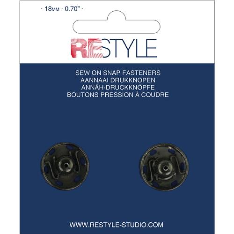 Restyle aannaaidrukknopen - 18mm zwart