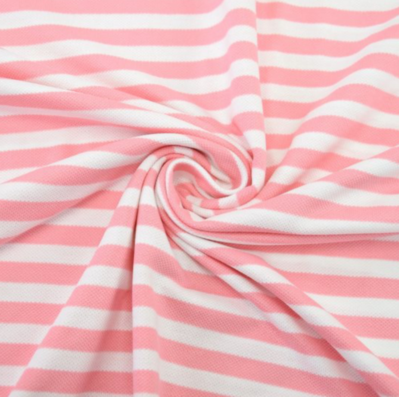 Piqué katoen rosé witte streep ALBstoffe