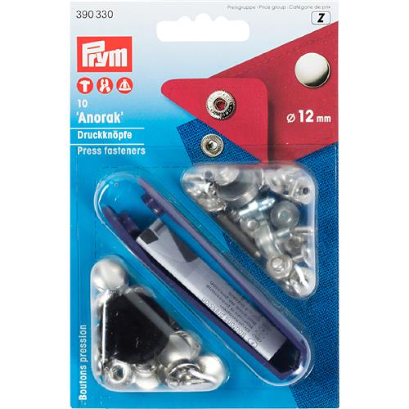 Prym naaivrije drukknopen - Anorak 12mm zilver