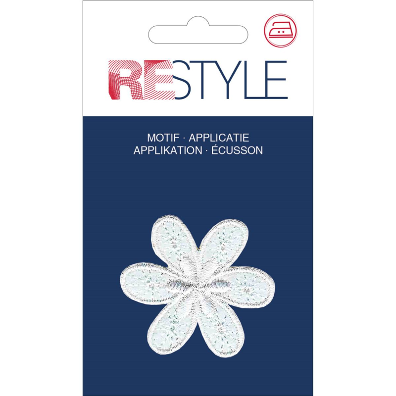 Applicatie - Bloem wit 42 x 38 mm