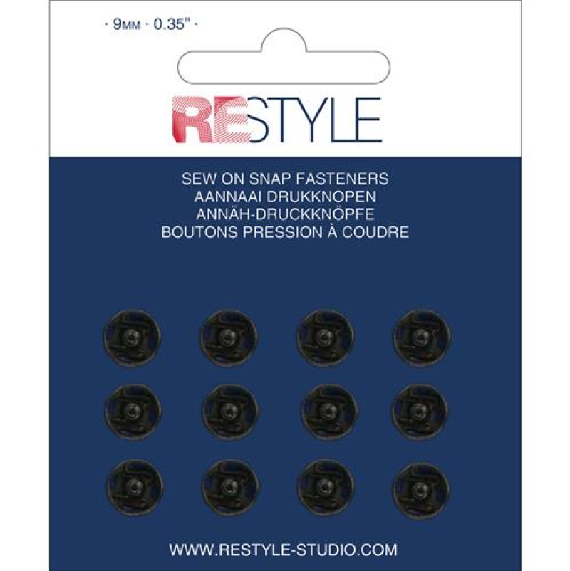Restyle aannaaidrukknopen - 9mm zwart