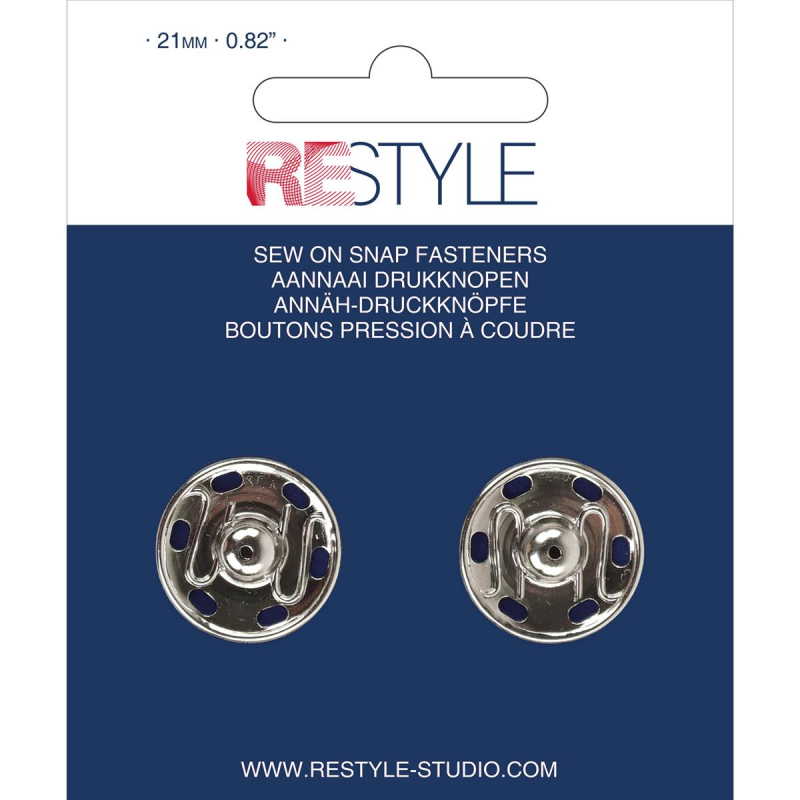 Restyle aannaaidrukknopen - 21mm zilver