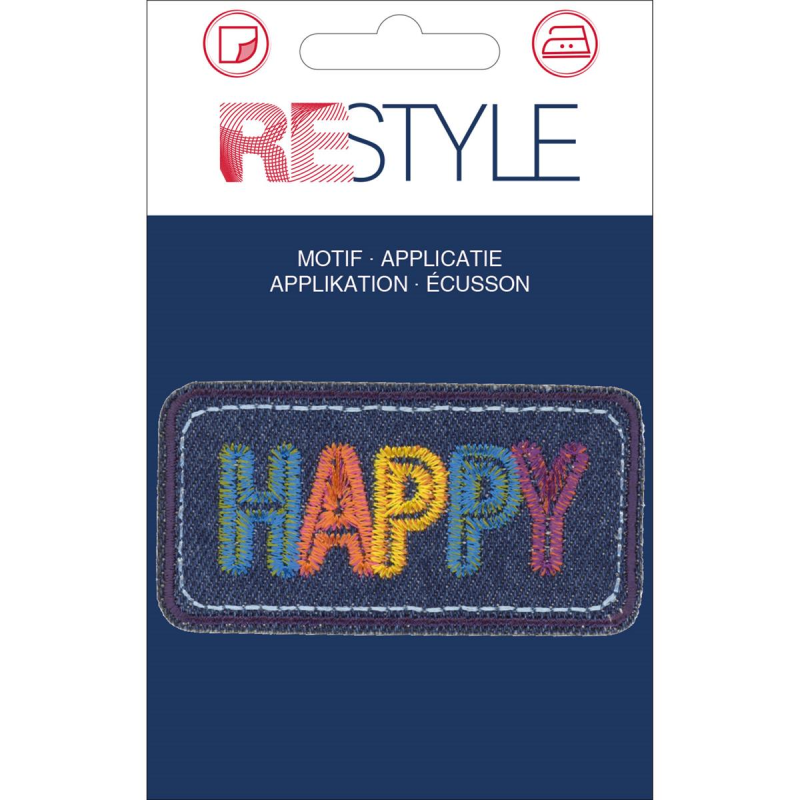 Applicatie - Denim happy 8x4.5cm