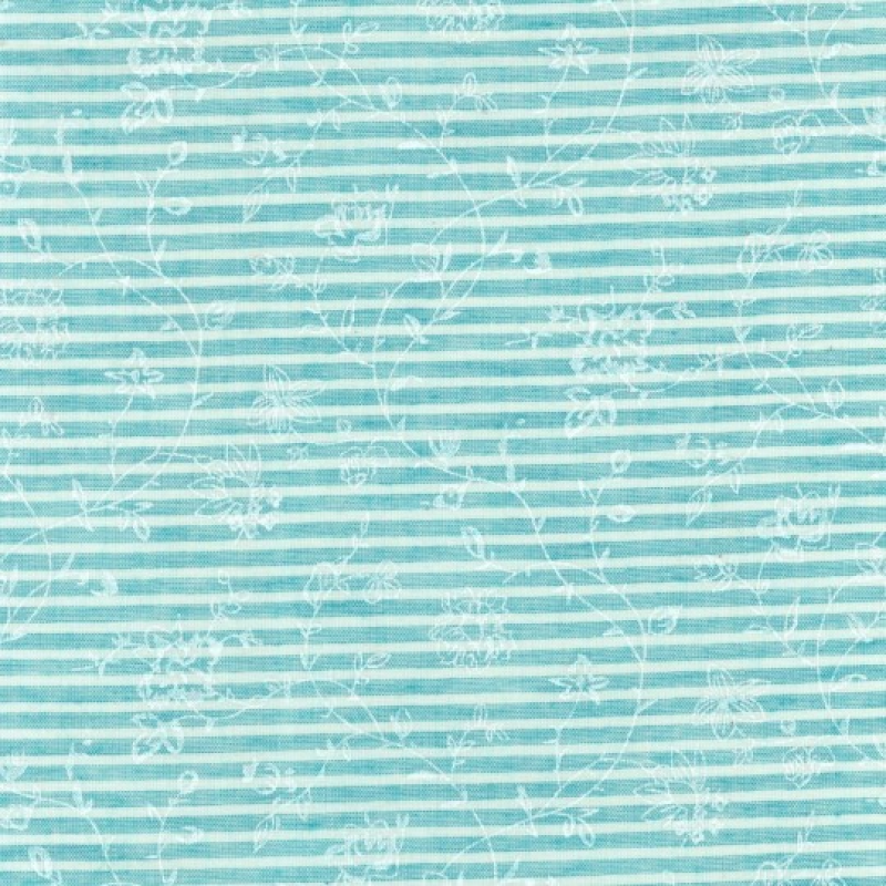 Katoen streep met geprinte bloemen