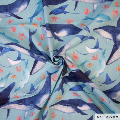 Katia Poplin katoen - Zeedieren