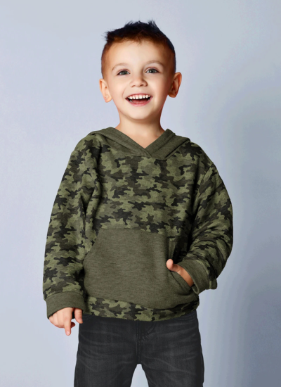 French Terry Camouflage kaki groen