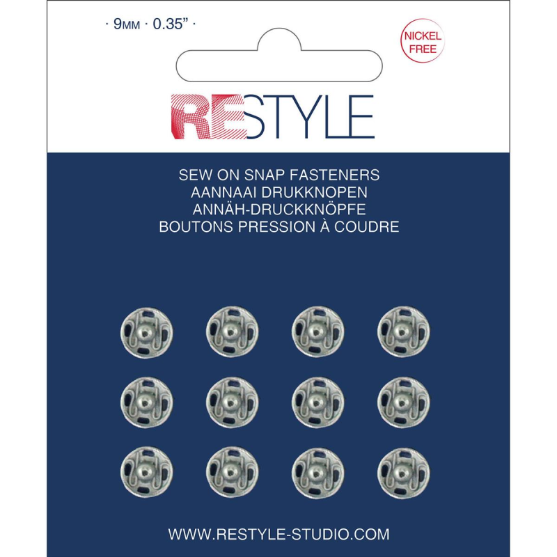 Restyle aannaaidrukknopen - 9 mm zilver