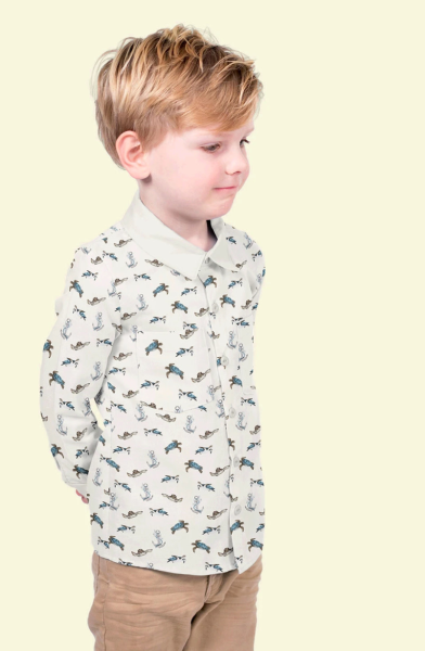 Poplin sealife schildpad en ankers