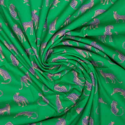 Poplin Moos luipaarden - groen 