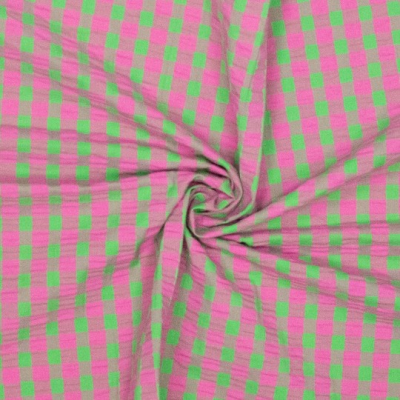 Suursucker ruit garengeverfd - roze groen 1 cm ruit