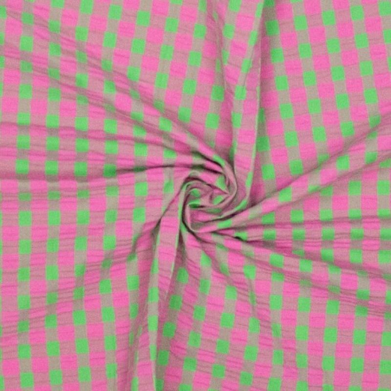 Suursucker ruit garengeverfd - roze groen 1 cm ruit
