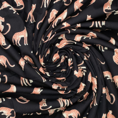 Poplin Moos luipaarden -  zwart rood