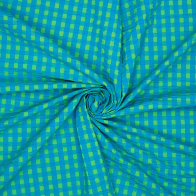 Suursucker ruit garengeverfd - blauw groen 1cm ruit