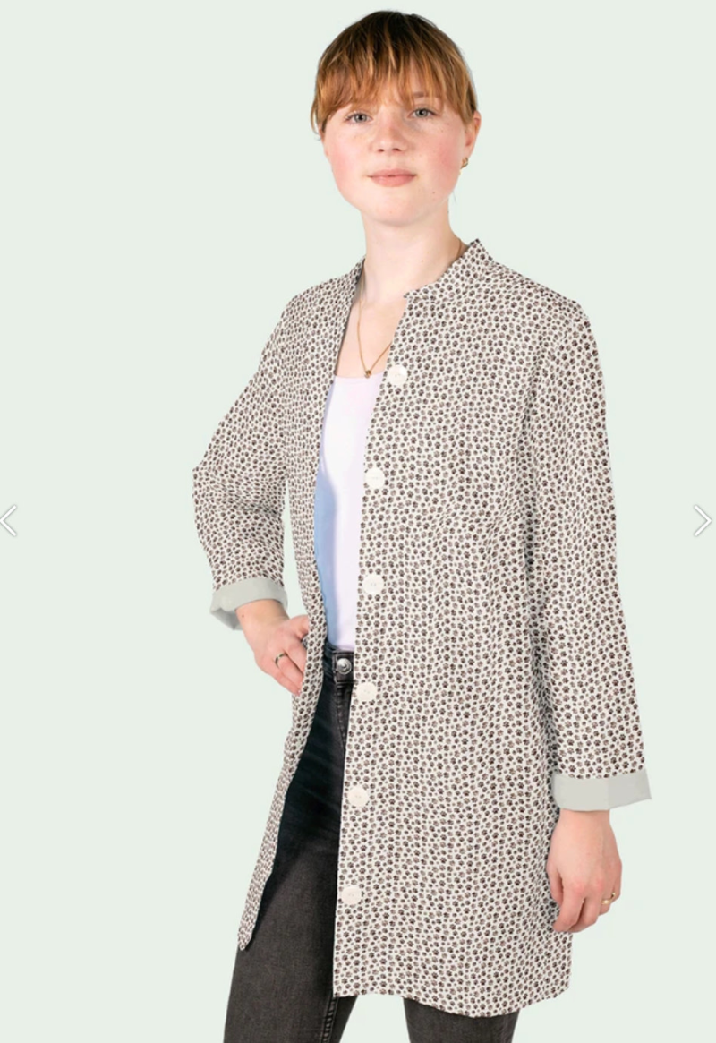 Poplin crème met honden afdruk