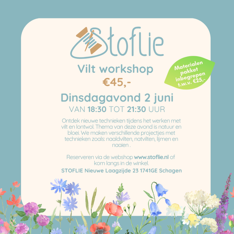 Vilt workshop - Dinsdagavond 2 juni 18:30 -21:30