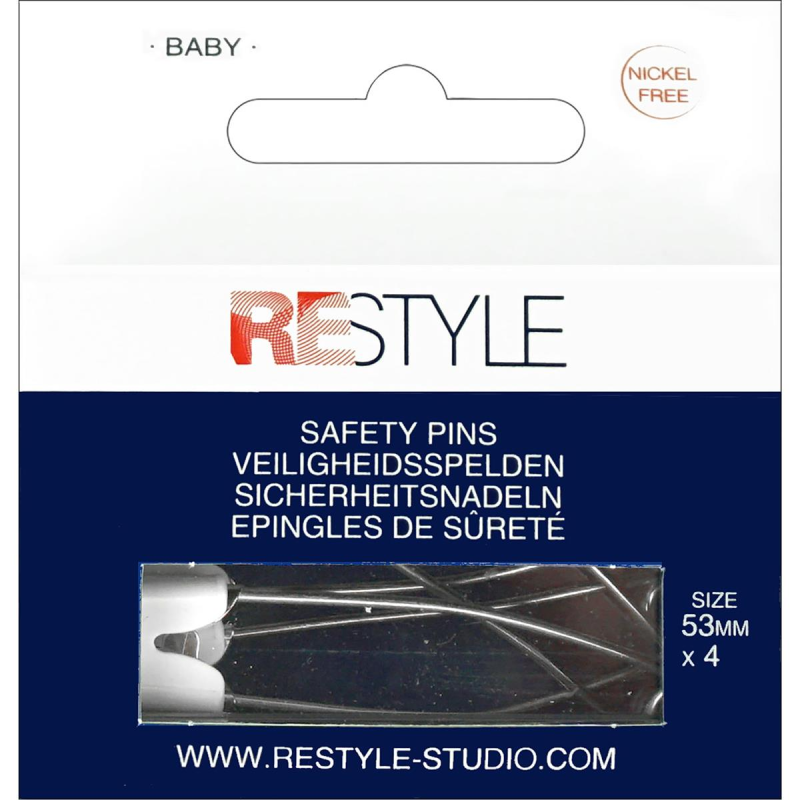 Babyveiligheidsspelden 53 mm wit, 4 stuks
