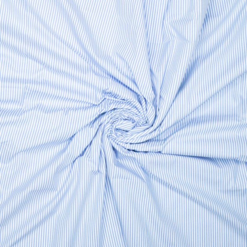 katoen fijne streep - licht blauw