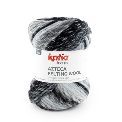 AZTECA FELTING WOOL - zwart wit 300