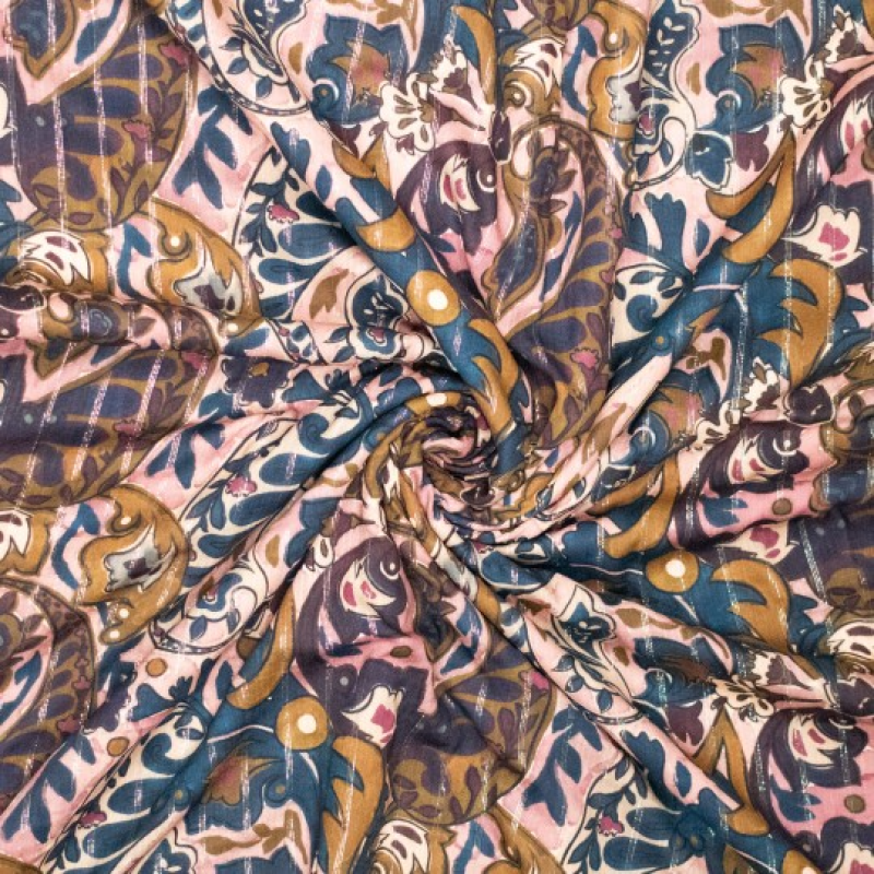 Viscose paisley met glansdraad - warm 71
