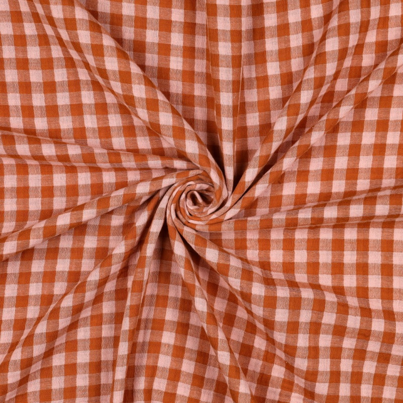 Garengeverfde double gauze - roze roest