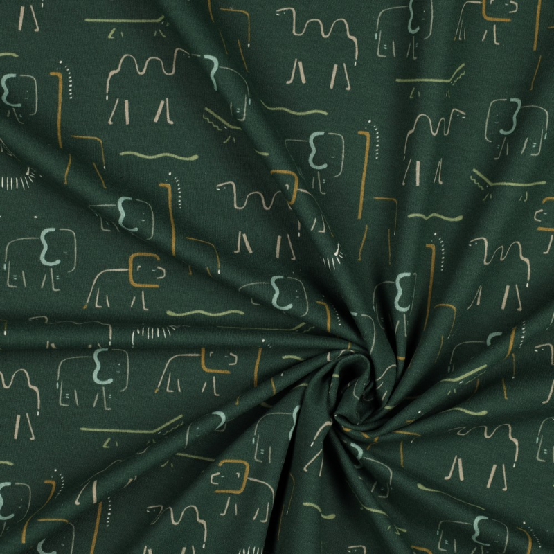 soft sweat print - Safari donker groen